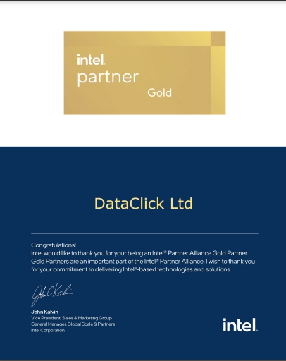 Сертификат Intel Technology Provider Gold 2021